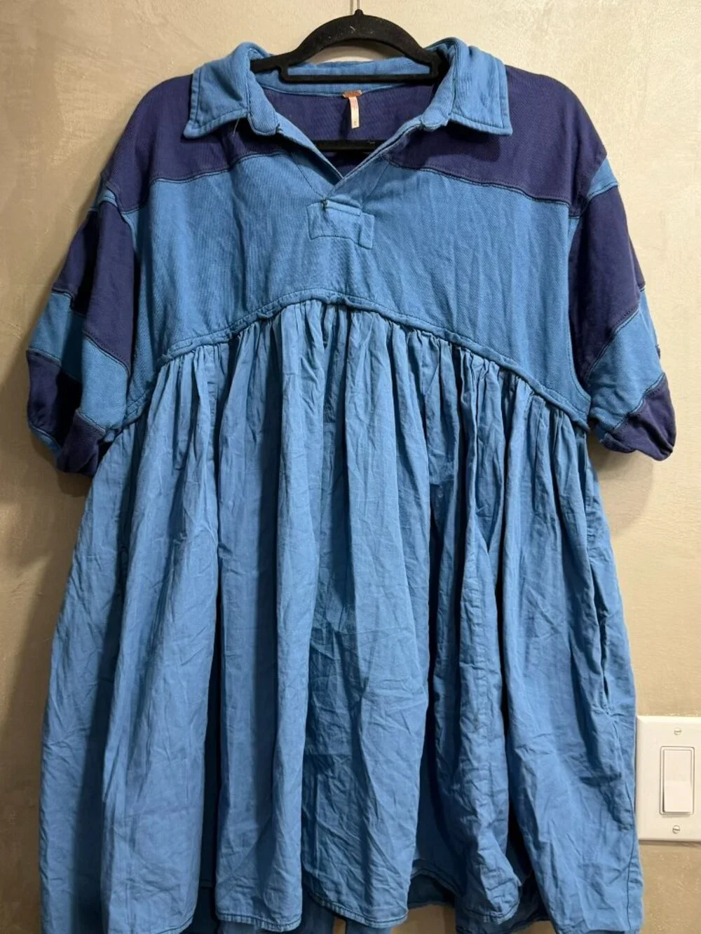 Free People Remi Rugby Mini Dress Blue